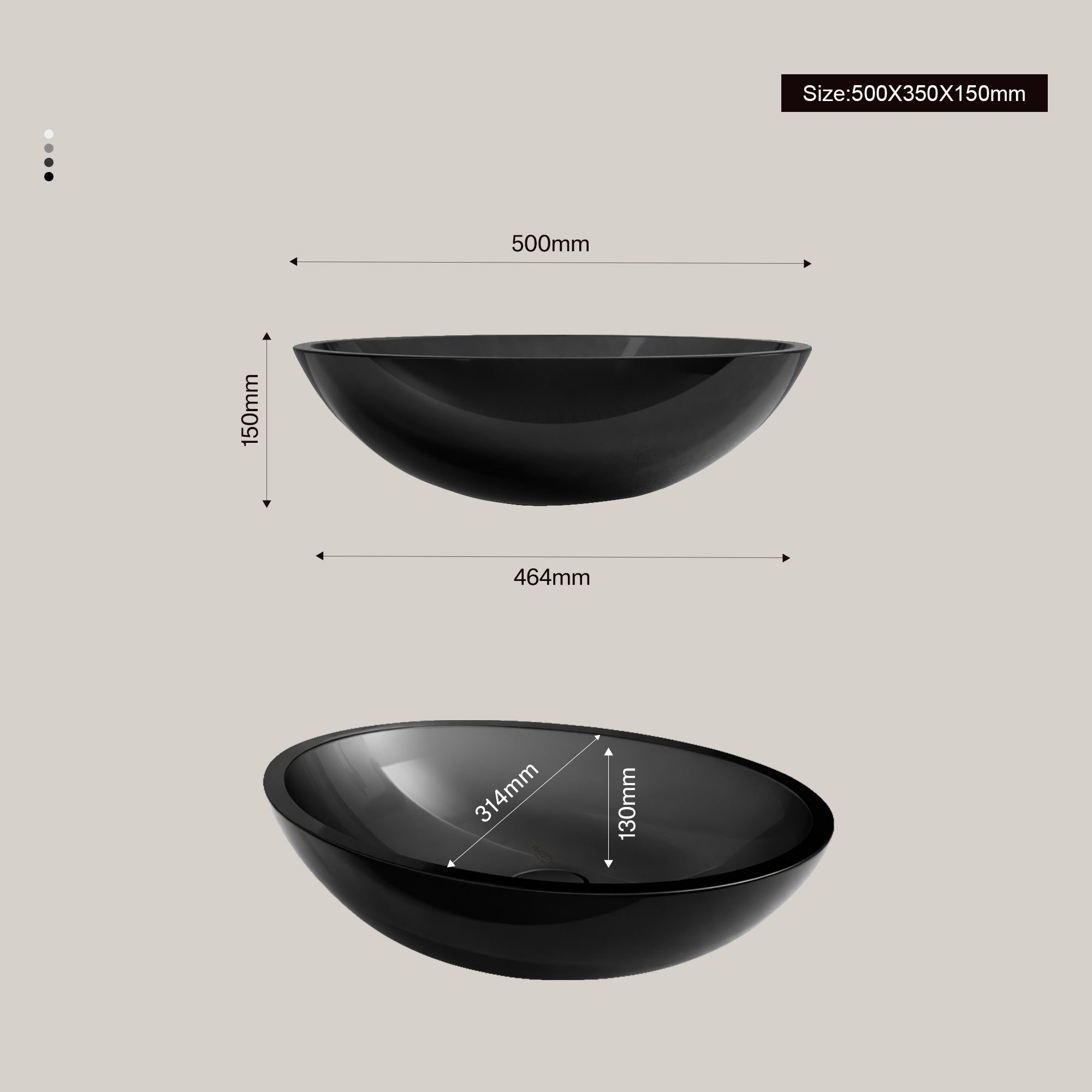 19.7 Inch MonBlari MELLOW SERIES Resin Vessel Bowl Sink Bathroom Sink