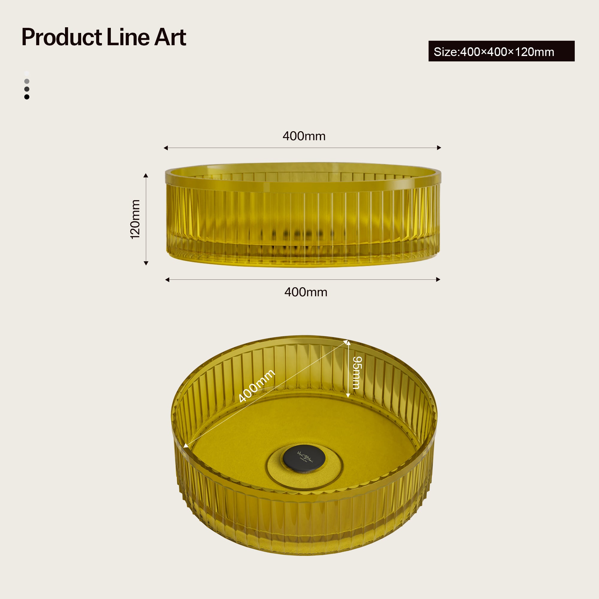 15.7 Inch MonBlari VENUS SERIES Resin Vessel Bowl Sink Bathroom Sink