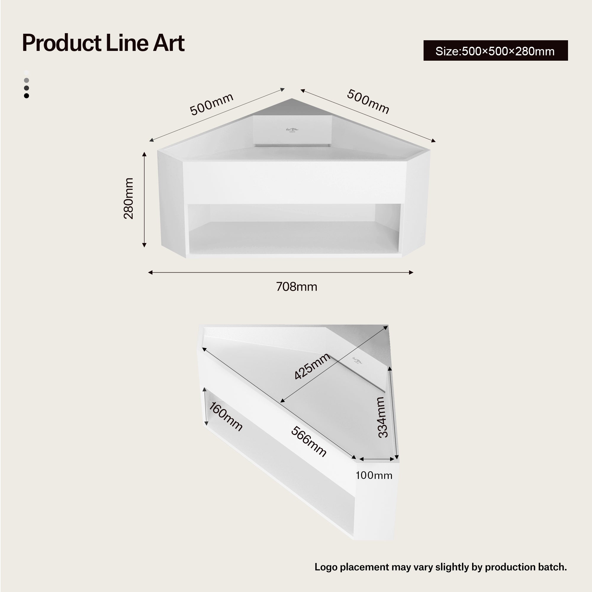 19.7 Inch MonBlari ORBIT SERIES Solid Surface Wall Mount Sink