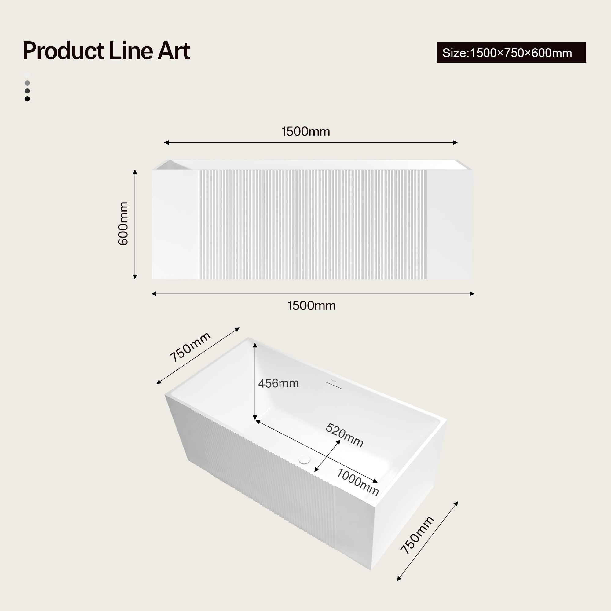 59.1 Inch MonBlari ESSENCE Acrylic Freestanding Bathtub