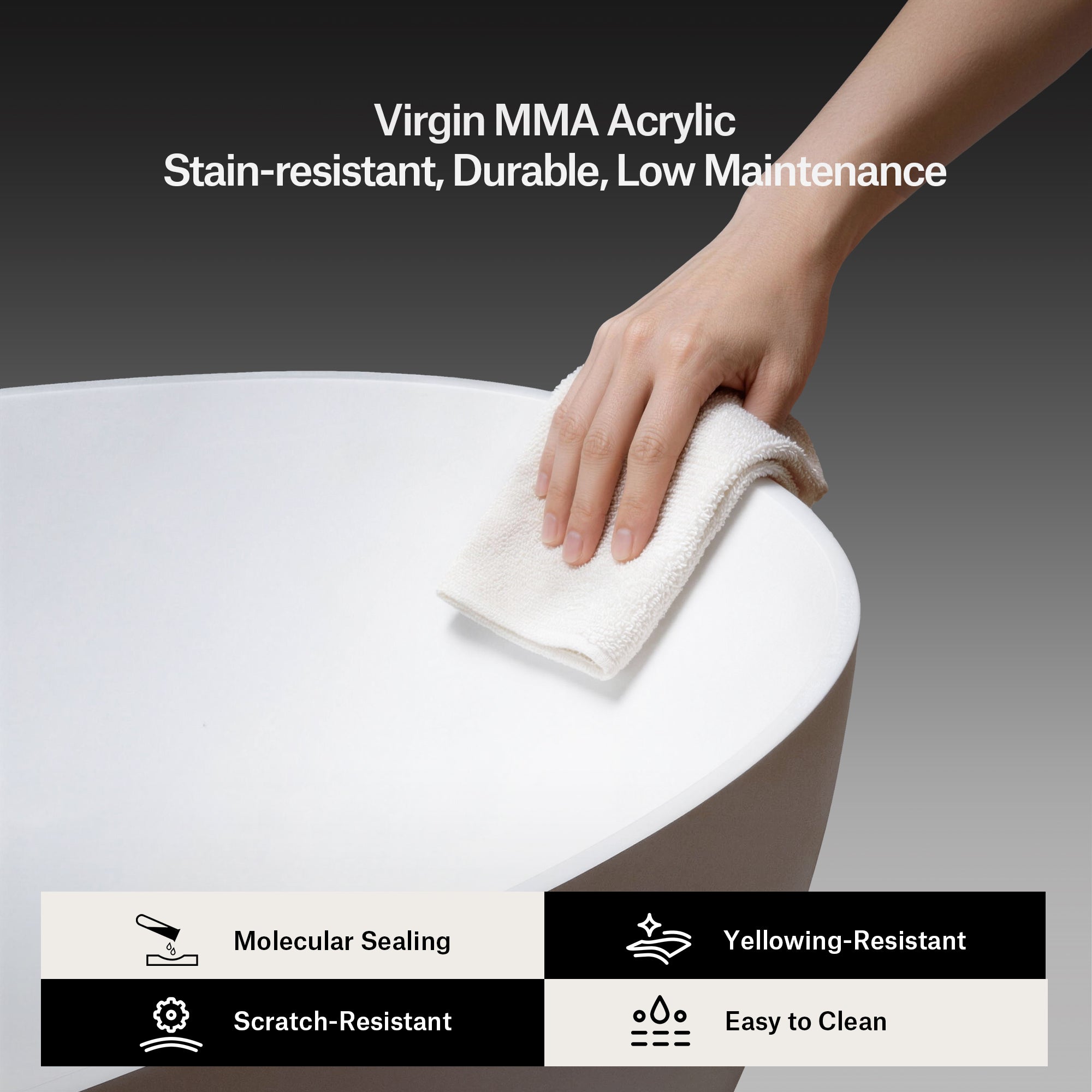 59.1 Inch MonBlari ESSENCE Acrylic Freestanding Bathtub