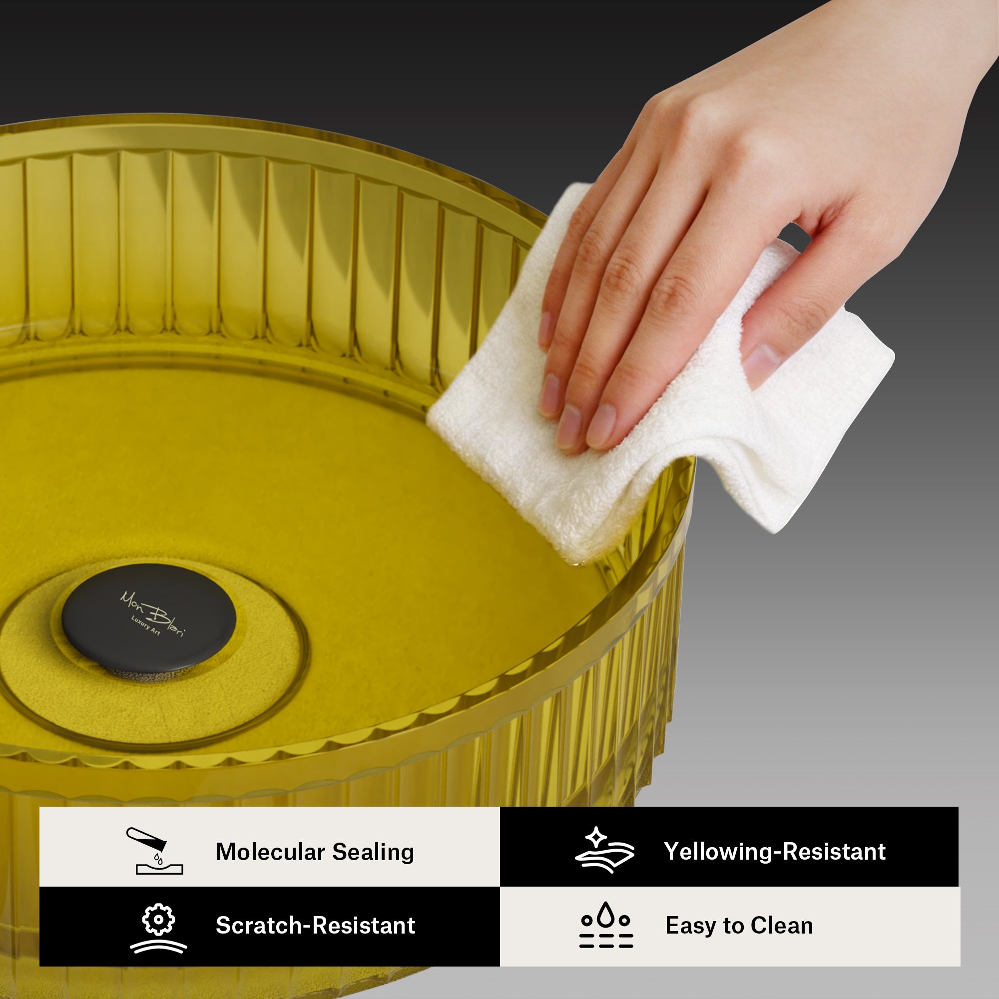 15.7 Inch MonBlari VENUS SERIES Resin Vessel Bowl Sink Bathroom Sink