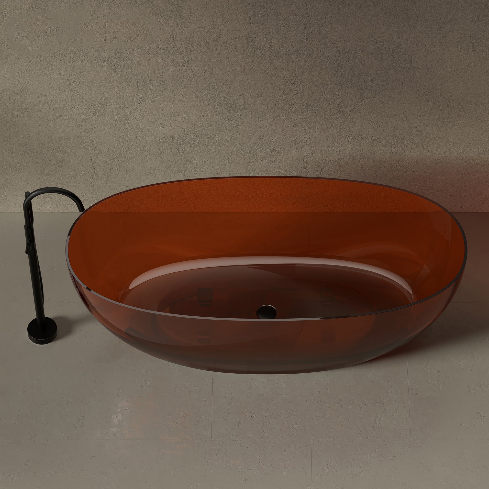 59.1 Inch MonBlari FLUXUS Resin Freestanding Bathtub