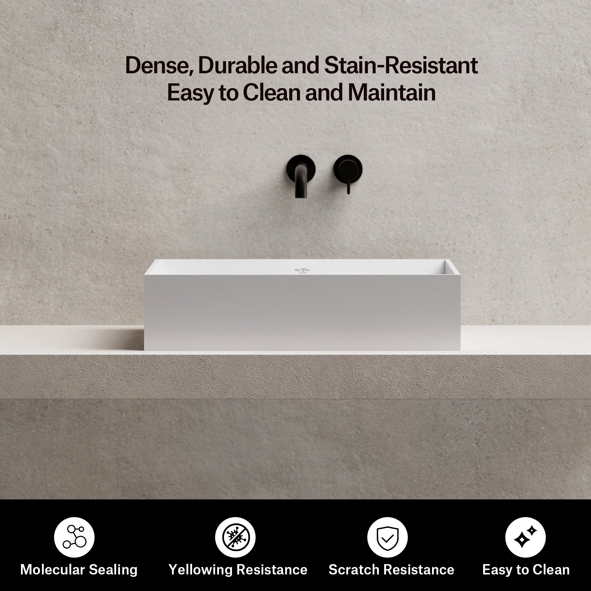 23.6 Inch MonBlari VERVE SERIES Solid Surface Vessel Bowl Sink Bathroom Sink