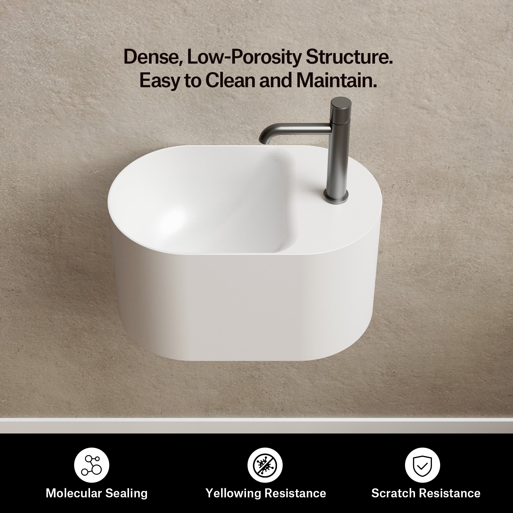 19.7 Inch MonBlari EOS Solid Surface Wall Mount Sink