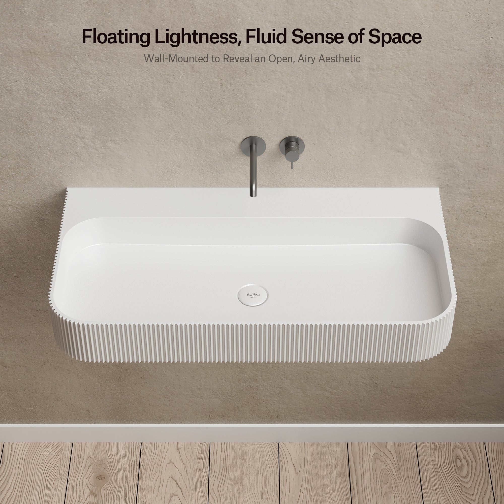 29.5-47.2 Inch MonBlari VENUS SERIES Solid Surface Wall Mount Sink