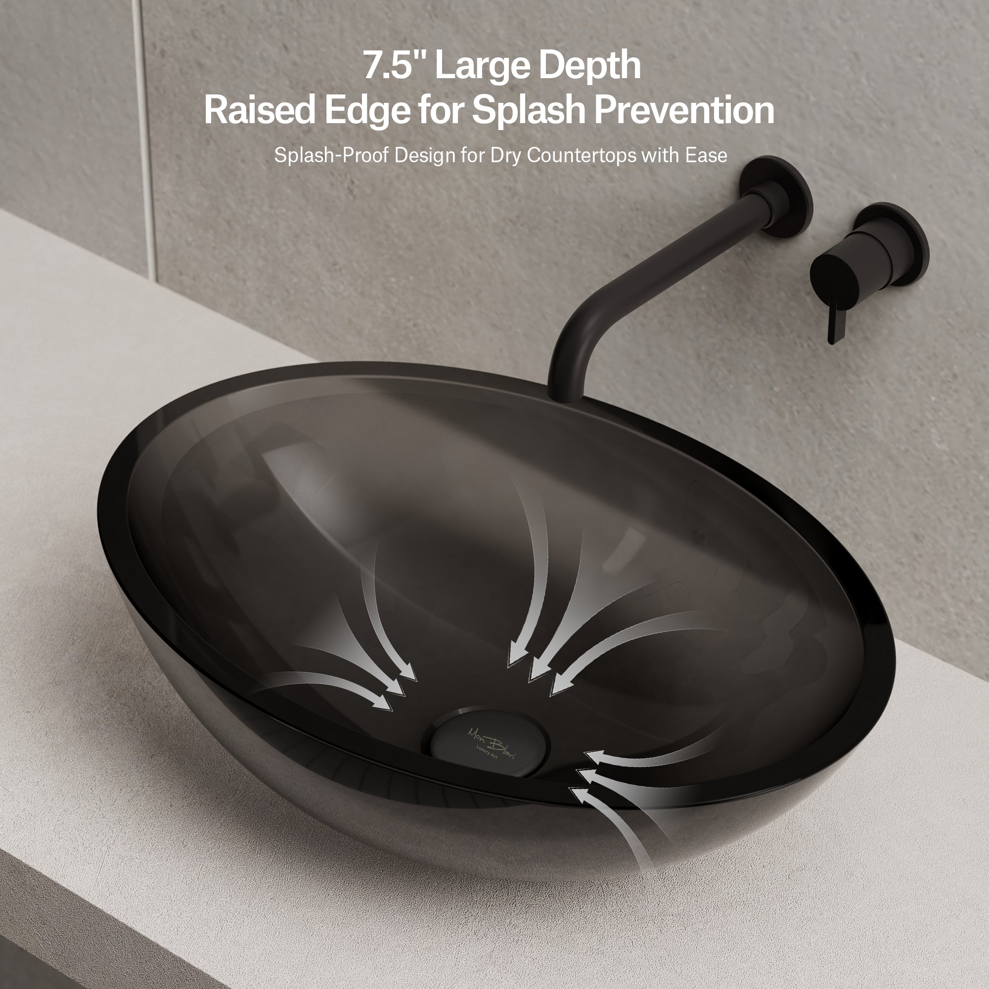19.7 Inch MonBlari MELLOW SERIES Resin Vessel Bowl Sink Bathroom Sink