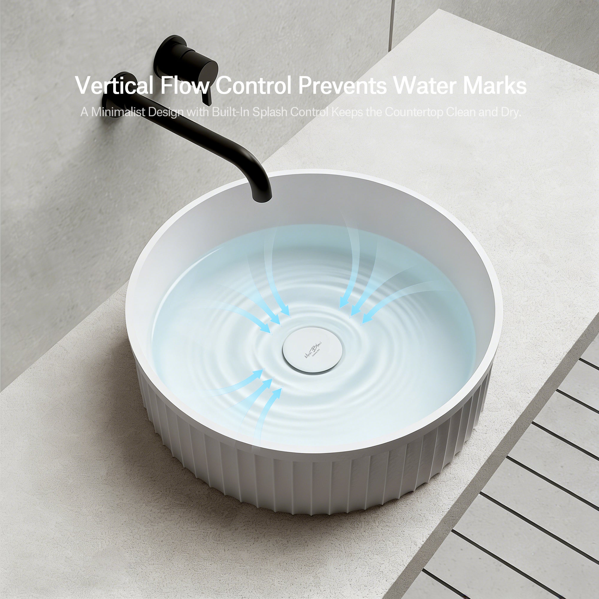 15.7 Inch MonBlari VENUS SERIES Solid Surface Vessel Bowl Sink Bathroom Sink