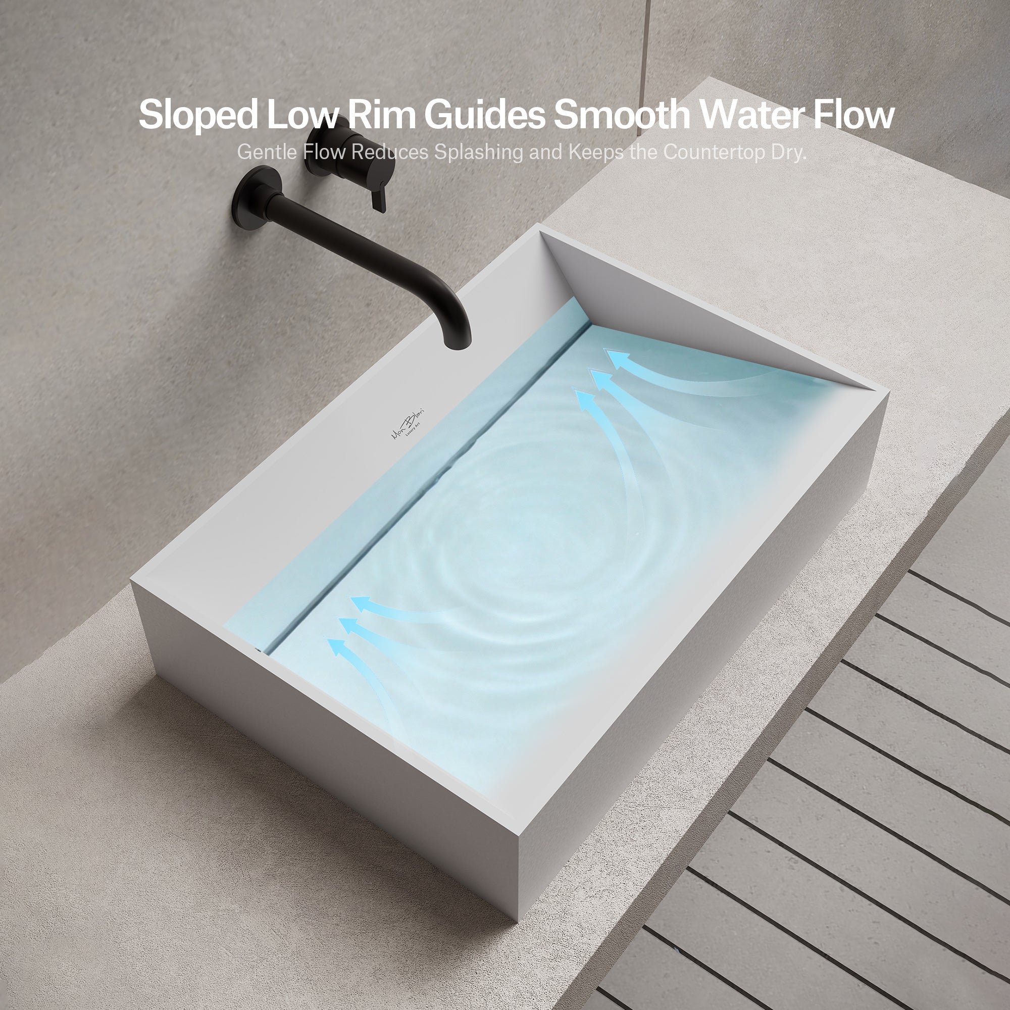 23.6 Inch MonBlari VERVE SERIES Solid Surface Vessel Bowl Sink Bathroom Sink