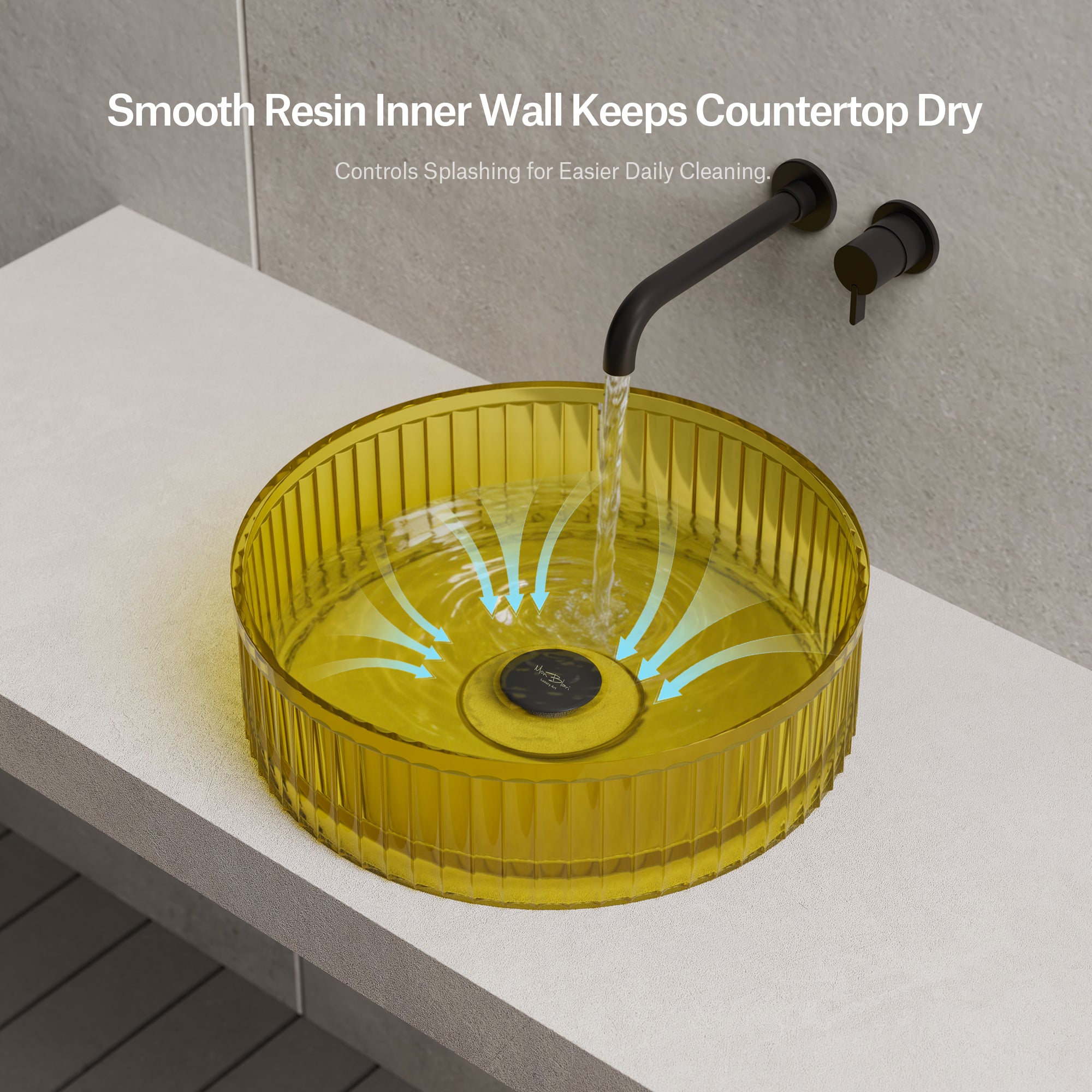 15.7 Inch MonBlari VENUS SERIES Resin Vessel Bowl Sink Bathroom Sink