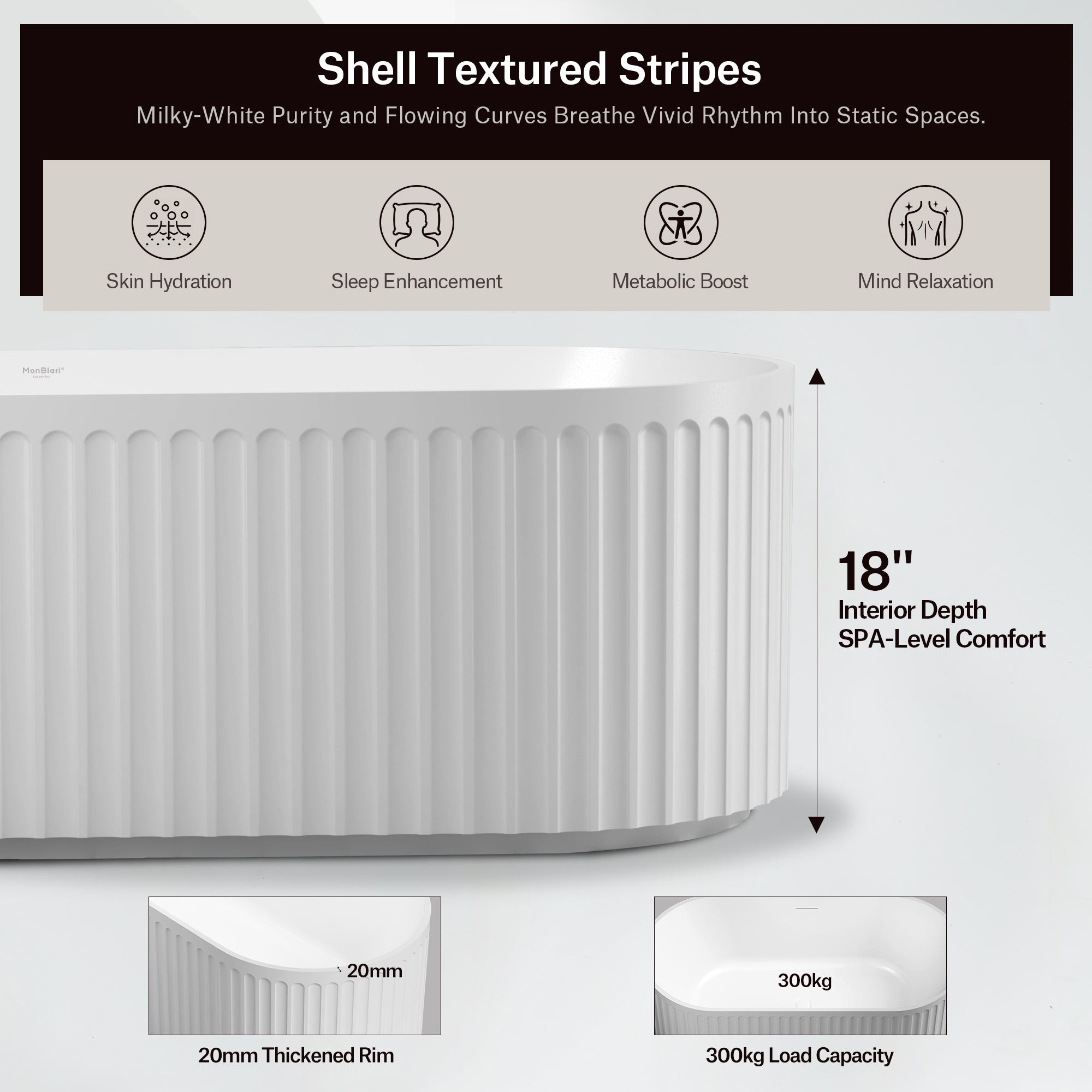 59 Inch MonBlari VENUS Acrylic Freestanding Bathtub