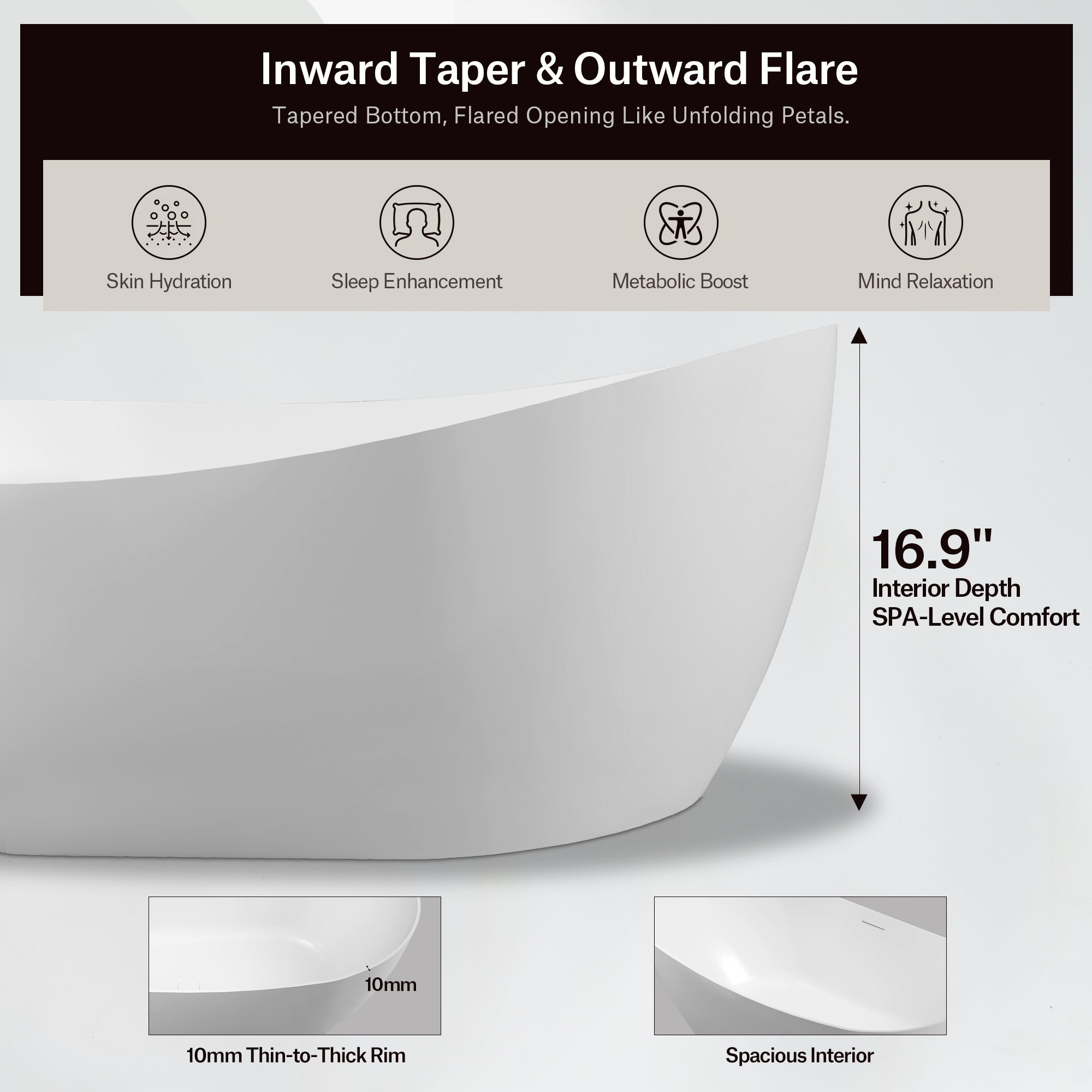 67 Inch MonBlari FLUXUS Acrylic Freestanding Bathtub