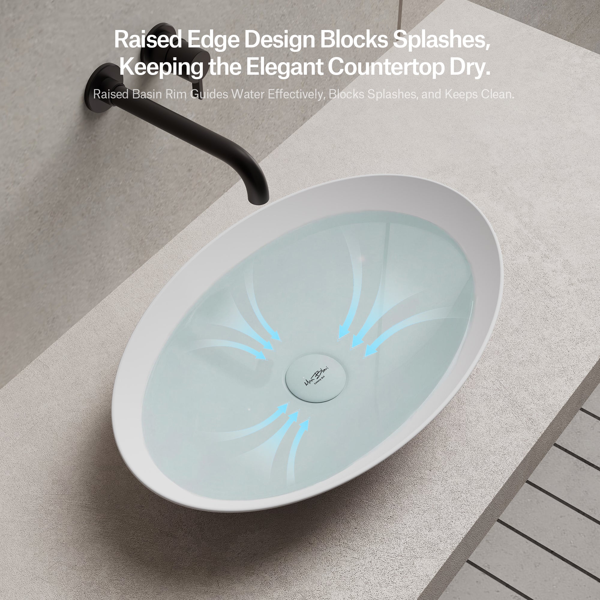 19.7 Inch MonBlari VERVE SERIES Solid Surface Vessel Bowl Sink Bathroom Sink