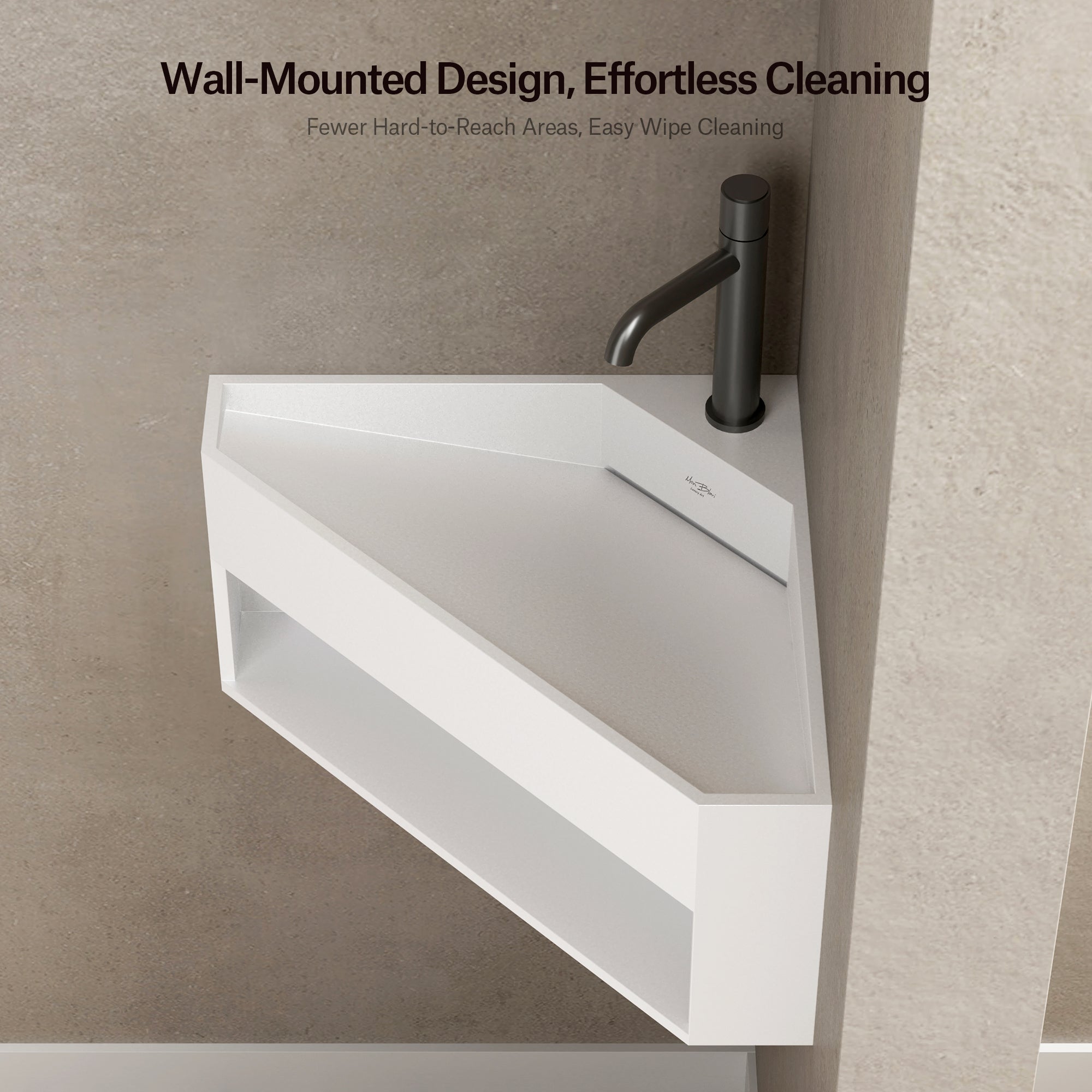 19.7 Inch MonBlari ORBIT SERIES Solid Surface Wall Mount Sink