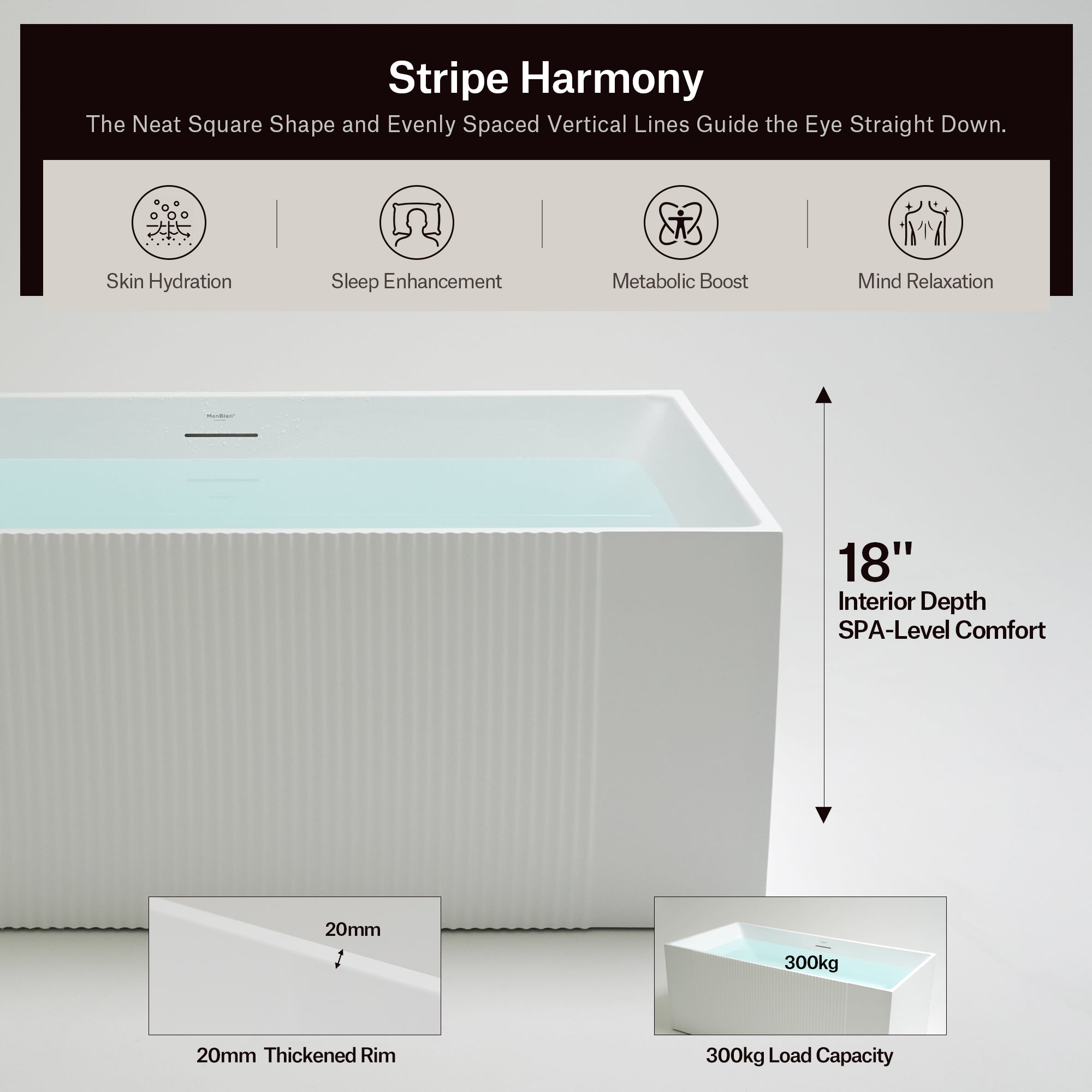 59.1 Inch MonBlari ESSENCE Acrylic Freestanding Bathtub