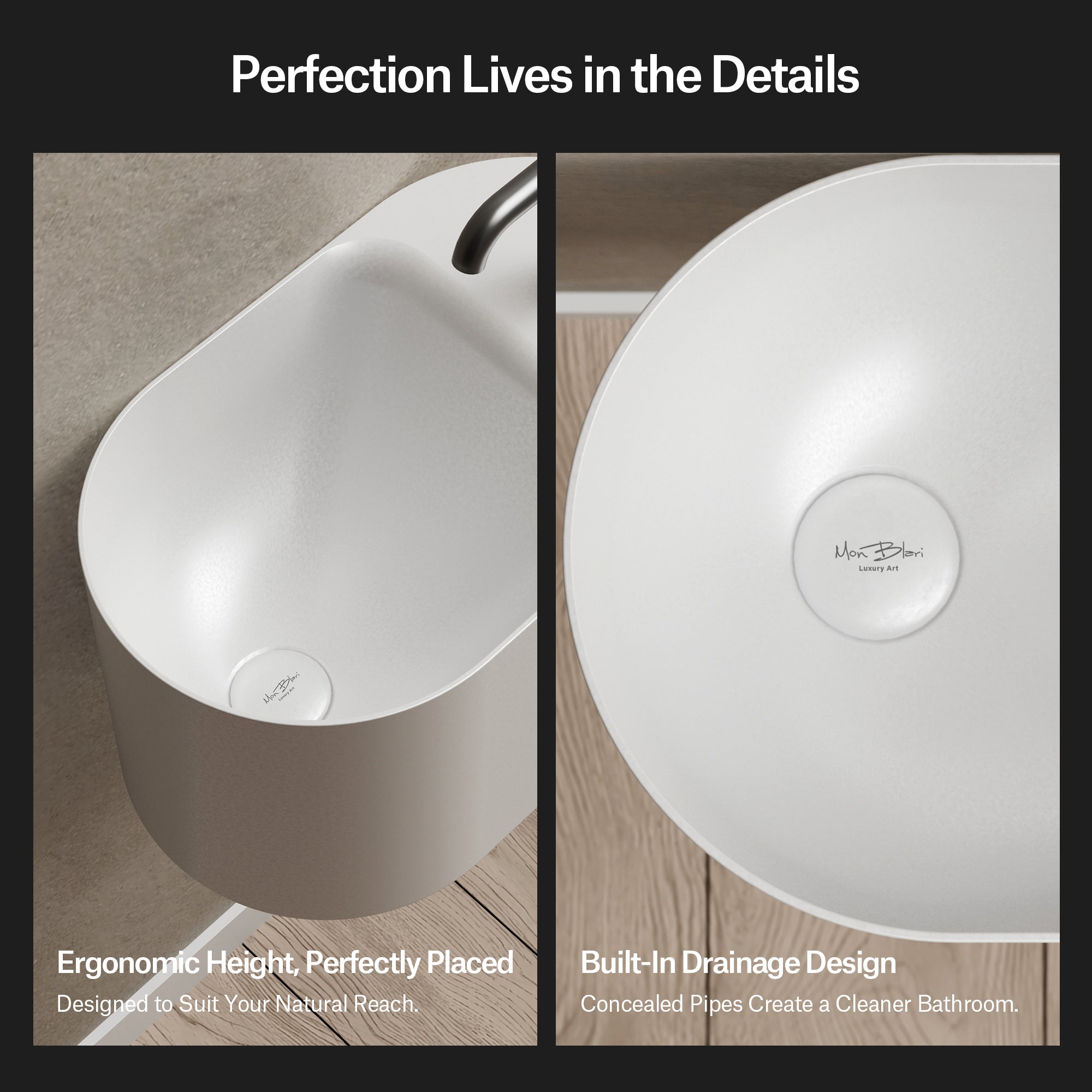 19.7 Inch MonBlari EOS Solid Surface Wall Mount Sink