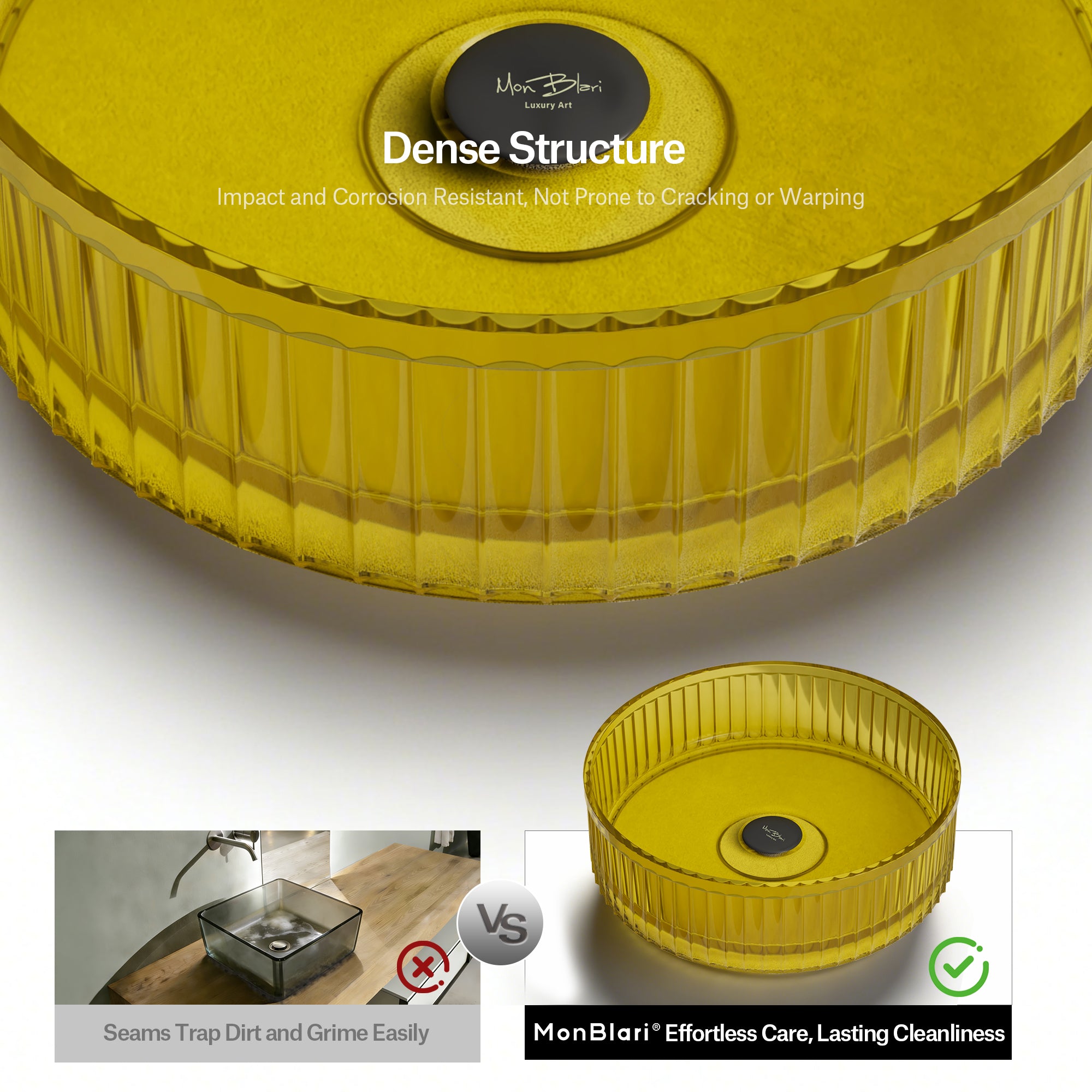 15.7 Inch MonBlari VENUS SERIES Resin Vessel Bowl Sink Bathroom Sink