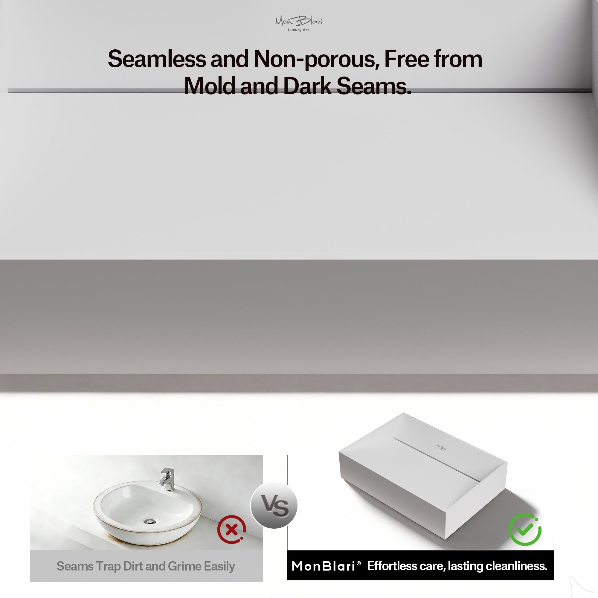 23.6 Inch MonBlari VERVE SERIES Solid Surface Vessel Bowl Sink Bathroom Sink