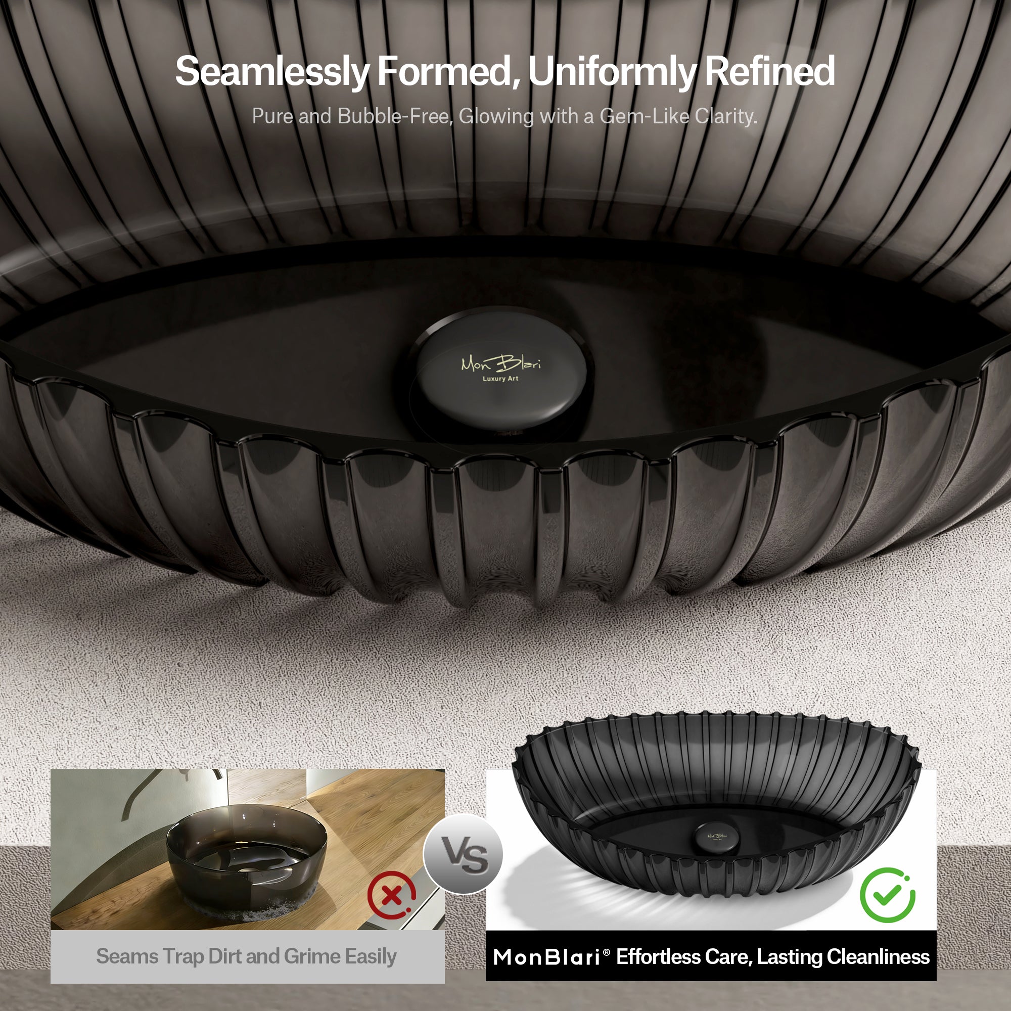 23.6 Inch MonBlari VENUS SERIES Resin Vessel Bowl Sink Bathroom Sink