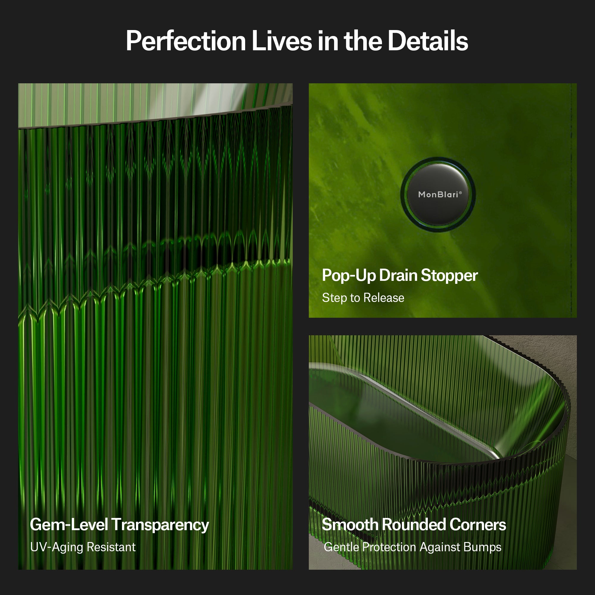 66.9 Inch MonBlari MIRAGE Resin Freestanding Bathtub