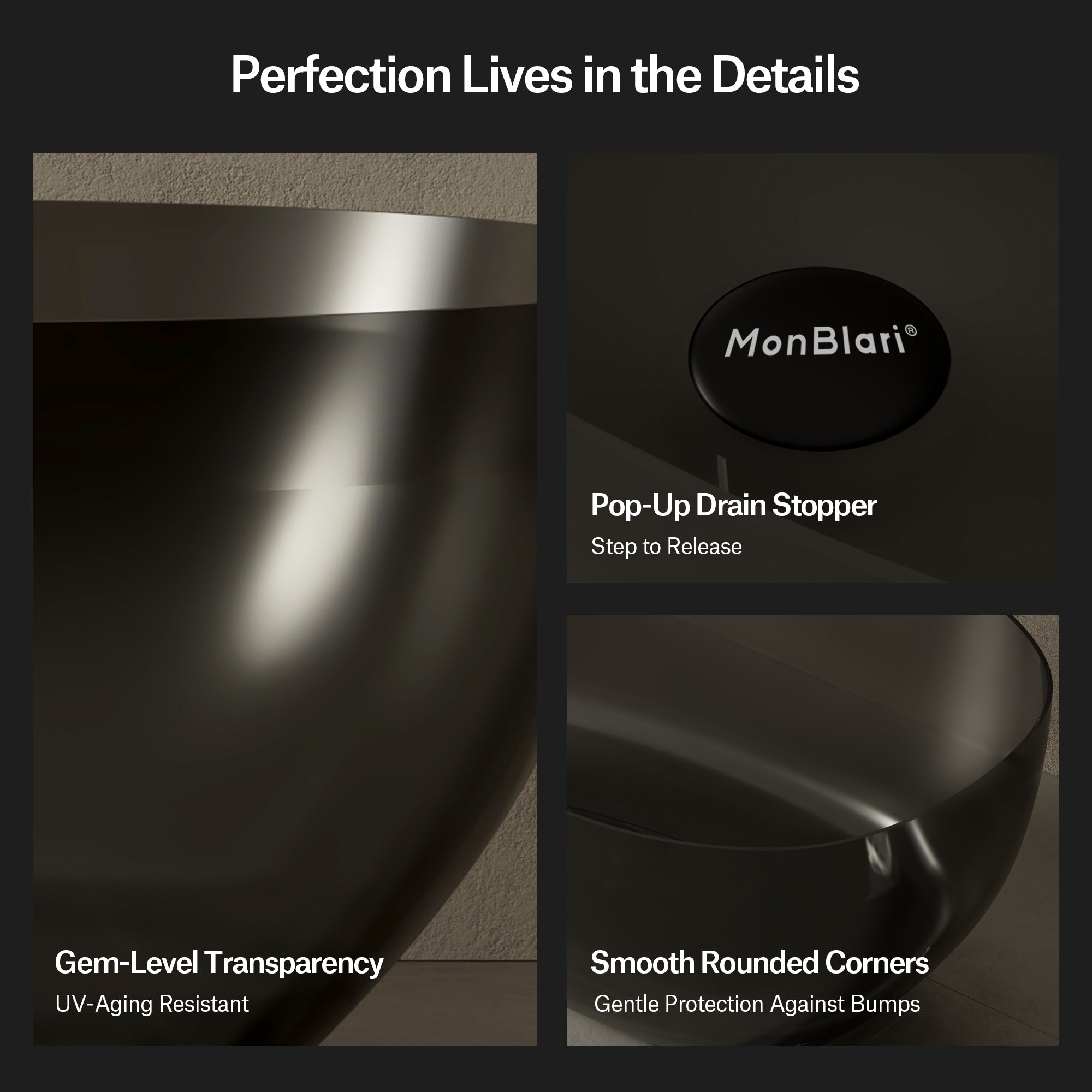 59.1 Inch MonBlari LUCENT Resin Freestanding Bathtub