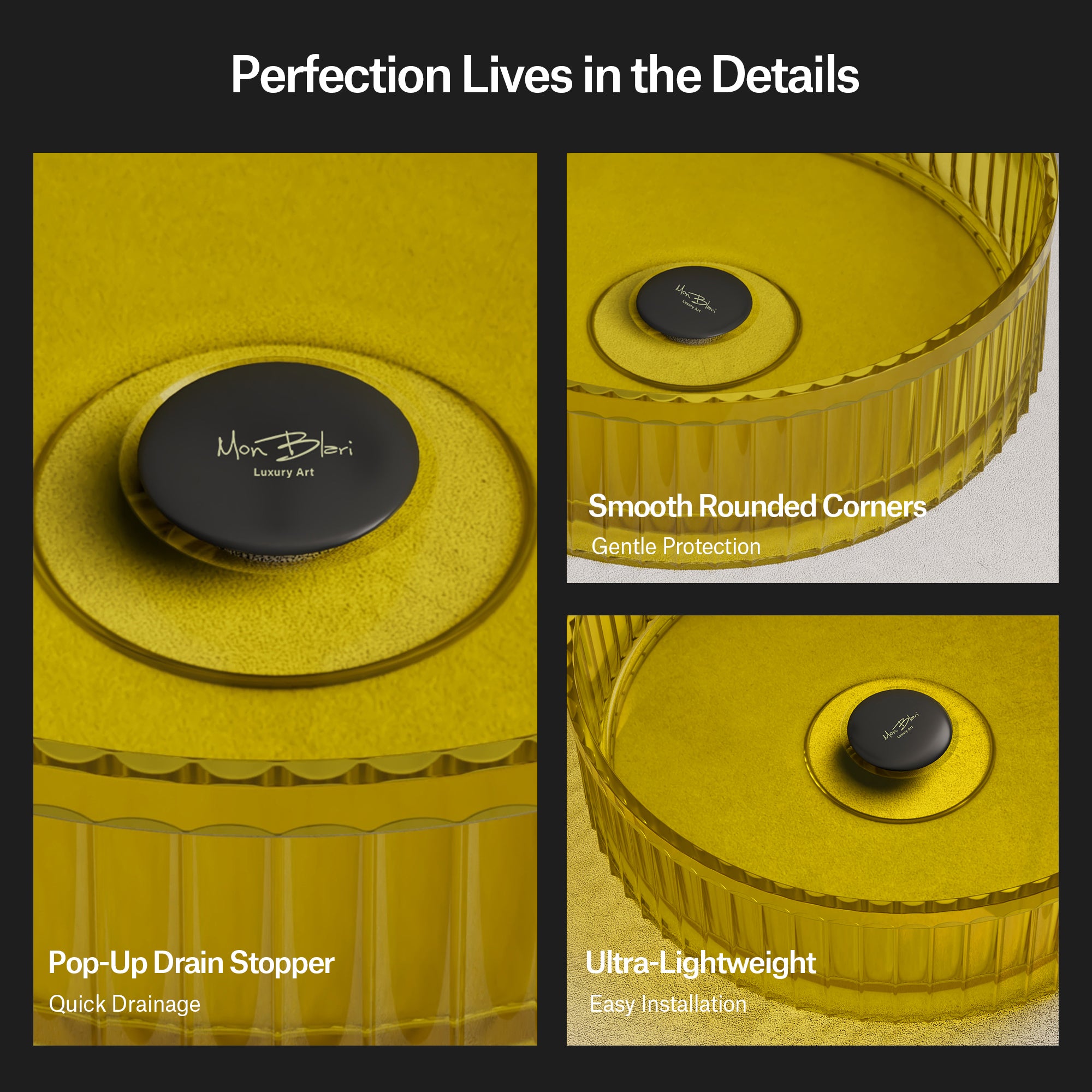 15.7 Inch MonBlari VENUS SERIES Resin Vessel Bowl Sink Bathroom Sink