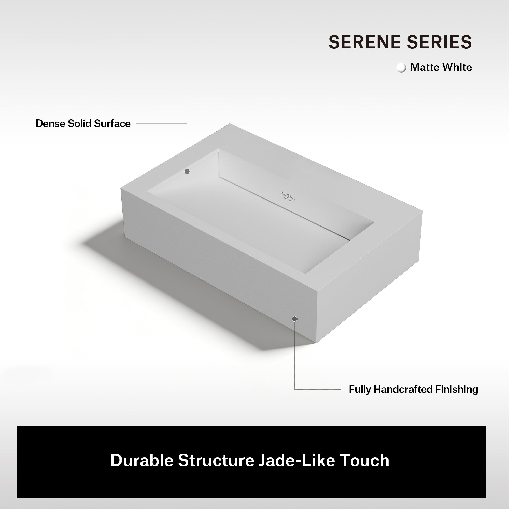 23.6 Inch MonBlari SERENE SERIES Solid Surface Wall Mount Sink Bathroom Sink