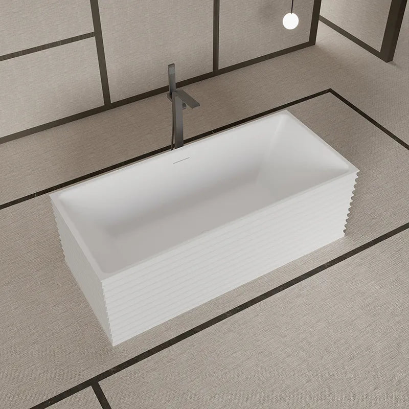 59 Inch MonBlari Solid Surface Freestanding Bathtub MR-88805-MW-SideTopView