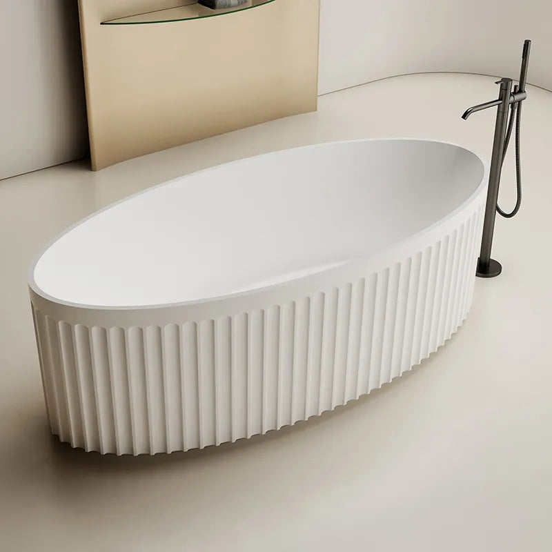 67 Inch MonBlari Solid Surface Freestanding Bathtub-TW-8117-MW-SideTopView