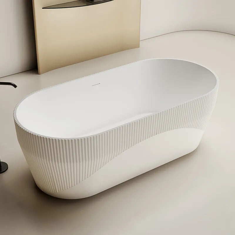 67 Inch MonBlari Solid Surface Freestanding Bathtub-TW-8181-MW-SideFrontView