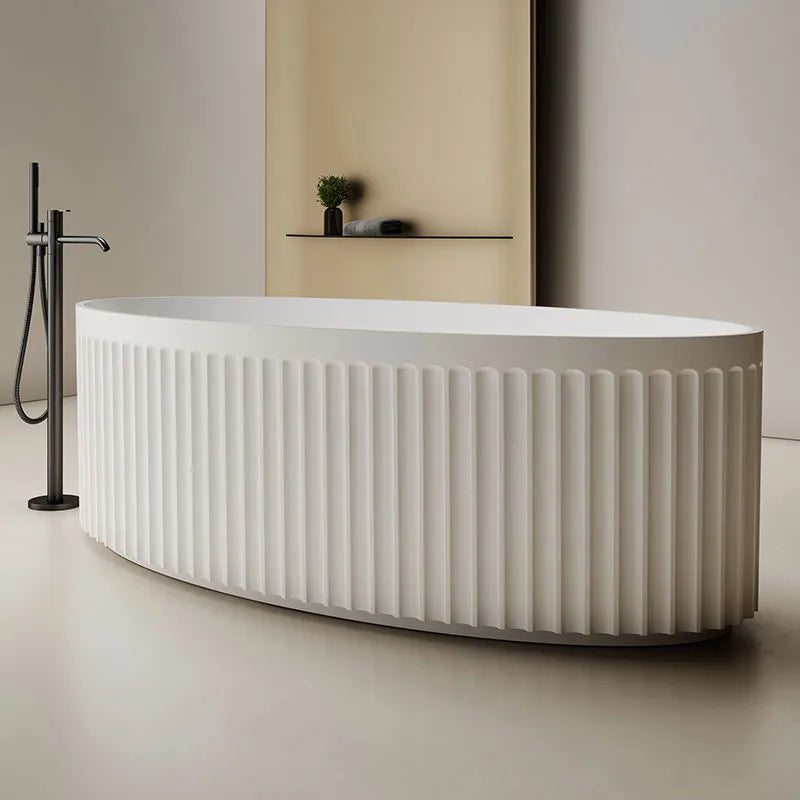 67 Inch MonBlari Solid Surface Freestanding Bathtub-TW-8117-MW-SideView