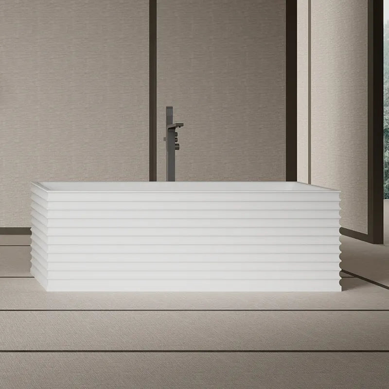 59 Inch MonBlari Solid Surface Freestanding Bathtub MR-88805-MW-Front View