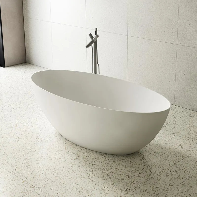 63 Inch MonBlari Solid Surface Freestanding Bathtub-XA-8863-MW-SideTopView
