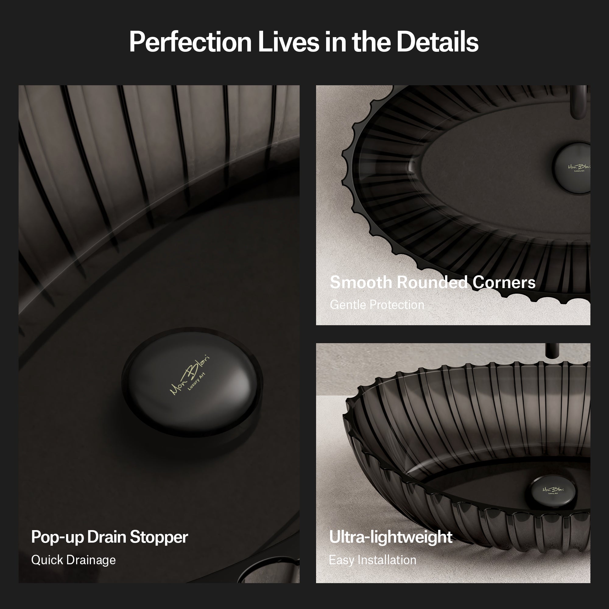 23.6 Inch MonBlari VENUS SERIES Resin Vessel Bowl Sink Bathroom Sink