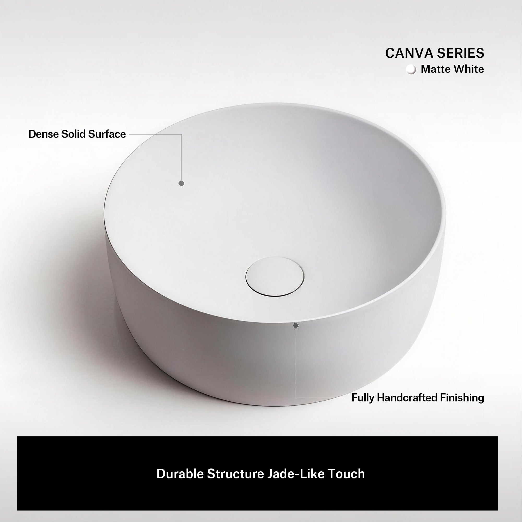 15.7 Inch MonBlari CANVA SERIES Solid Surface Vessel Bowl Sink Bathroom Sink