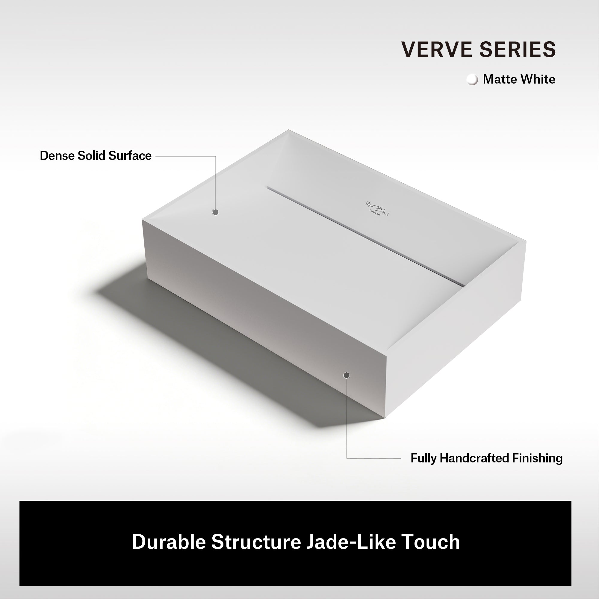 23.6 Inch MonBlari VERVE SERIES Solid Surface Vessel Bowl Sink Bathroom Sink