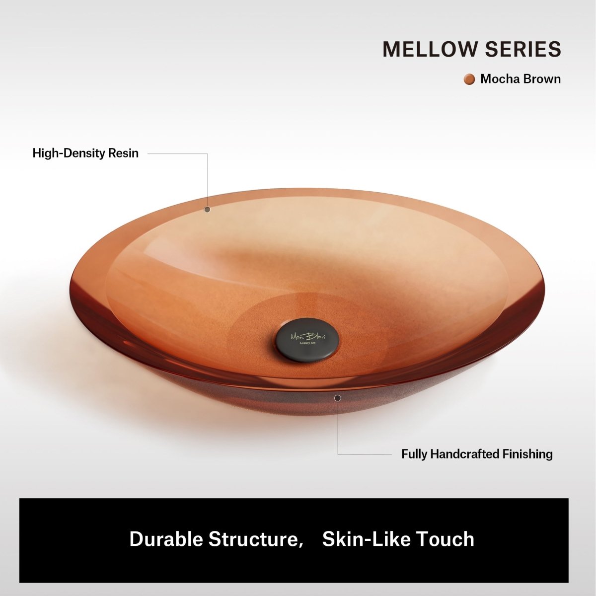 23.6 Inch MonBlari MELLOW SERIES Resin Vessel Bowl Sink Bathroom Sink