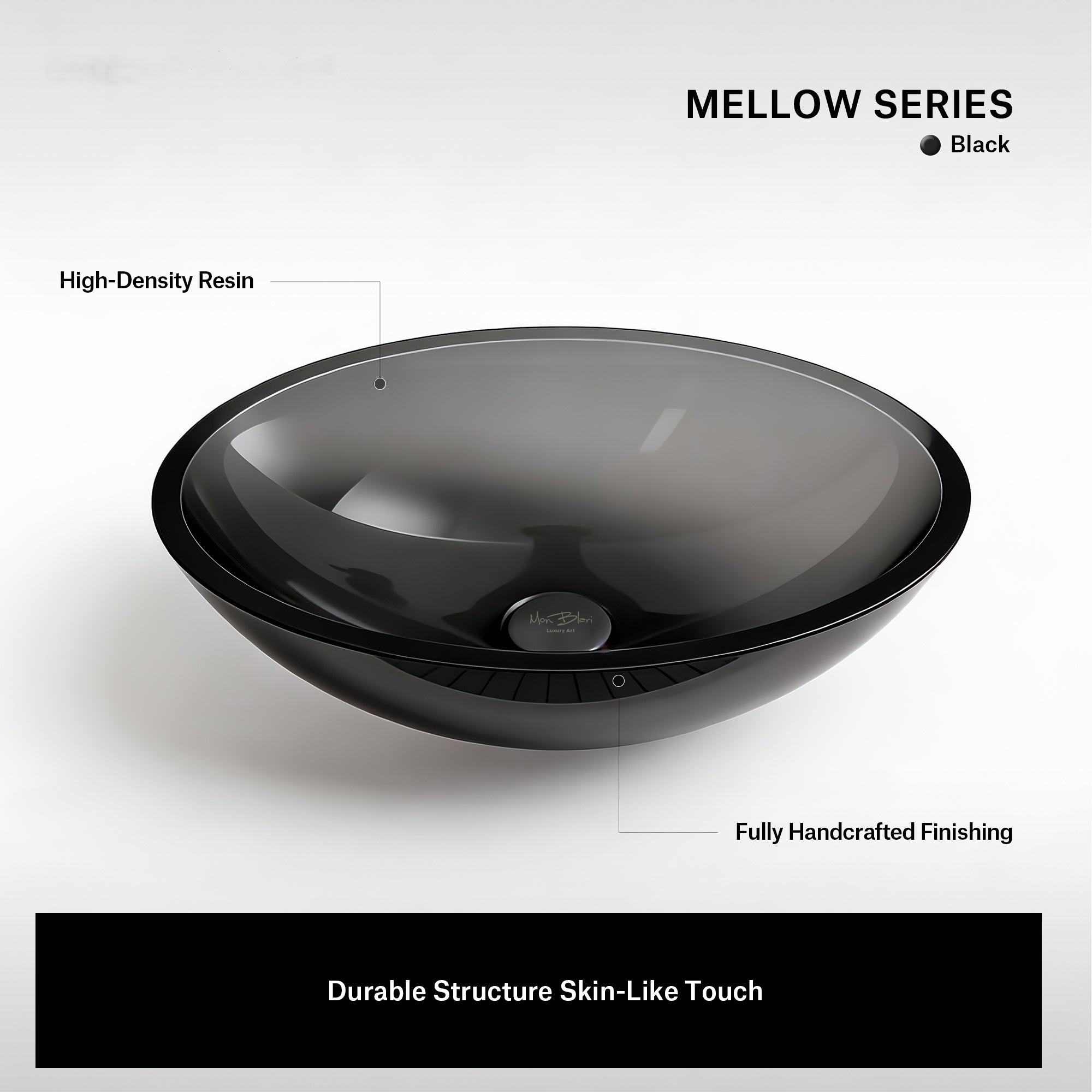 19.7 Inch MonBlari MELLOW SERIES Resin Vessel Bowl Sink Bathroom Sink