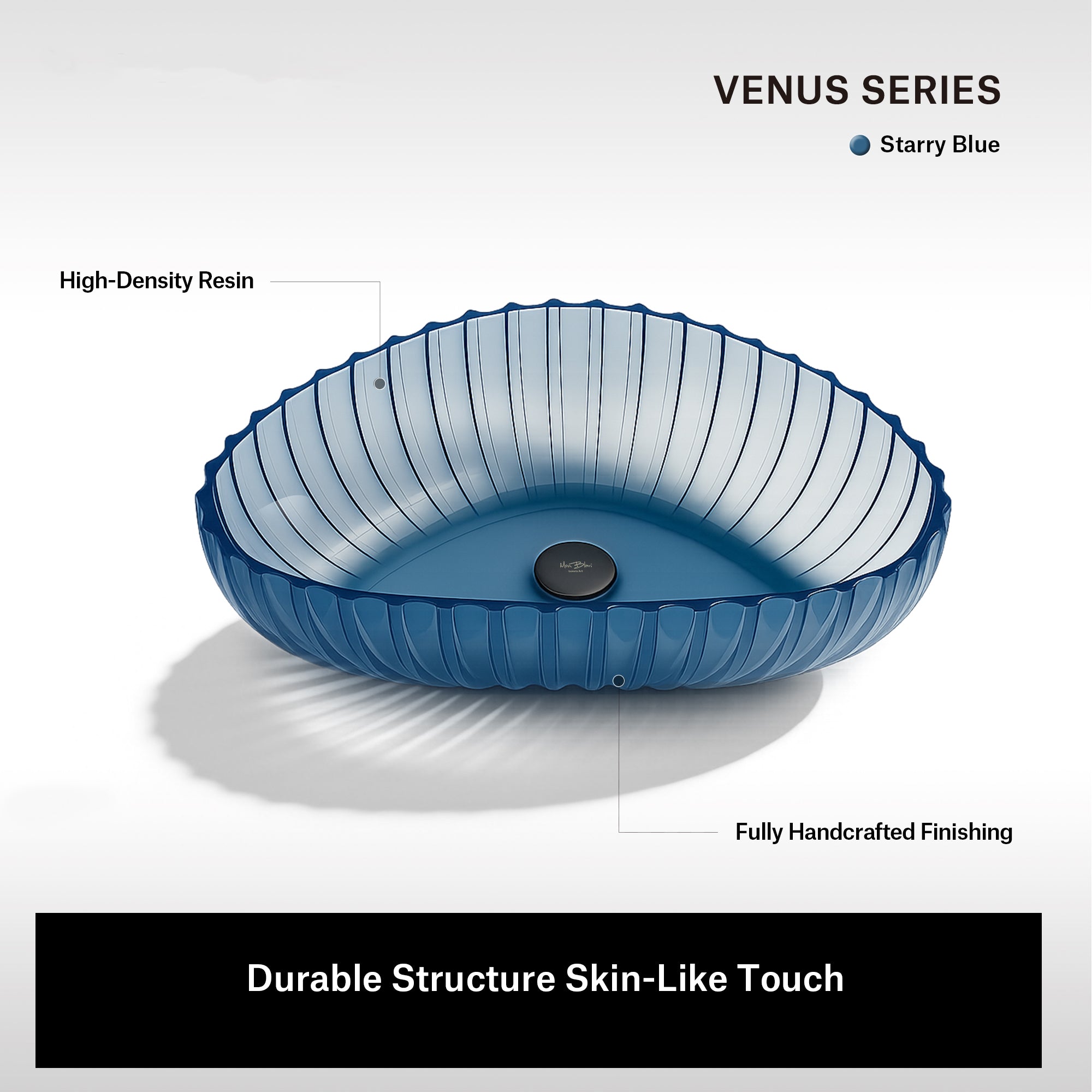 23.6 Inch MonBlari VENUS SERIES Resin Bathroom Vessel Bowl Sink Bathroom Sink