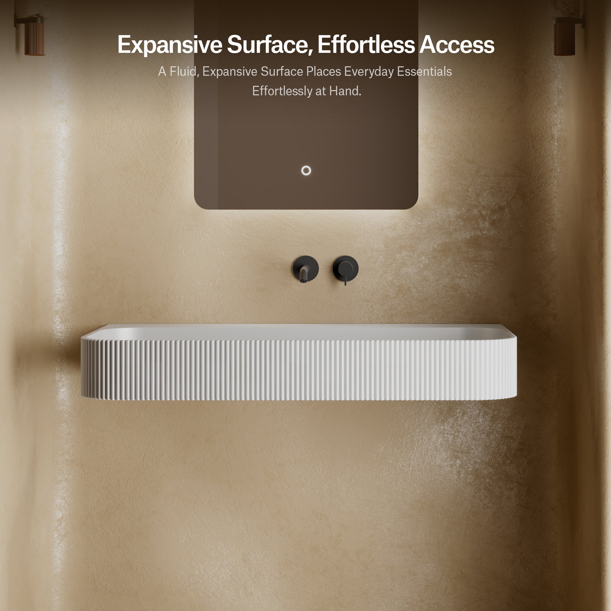 29.5-47.2 Inch MonBlari VENUS SERIES Solid Surface Wall Mount Sink