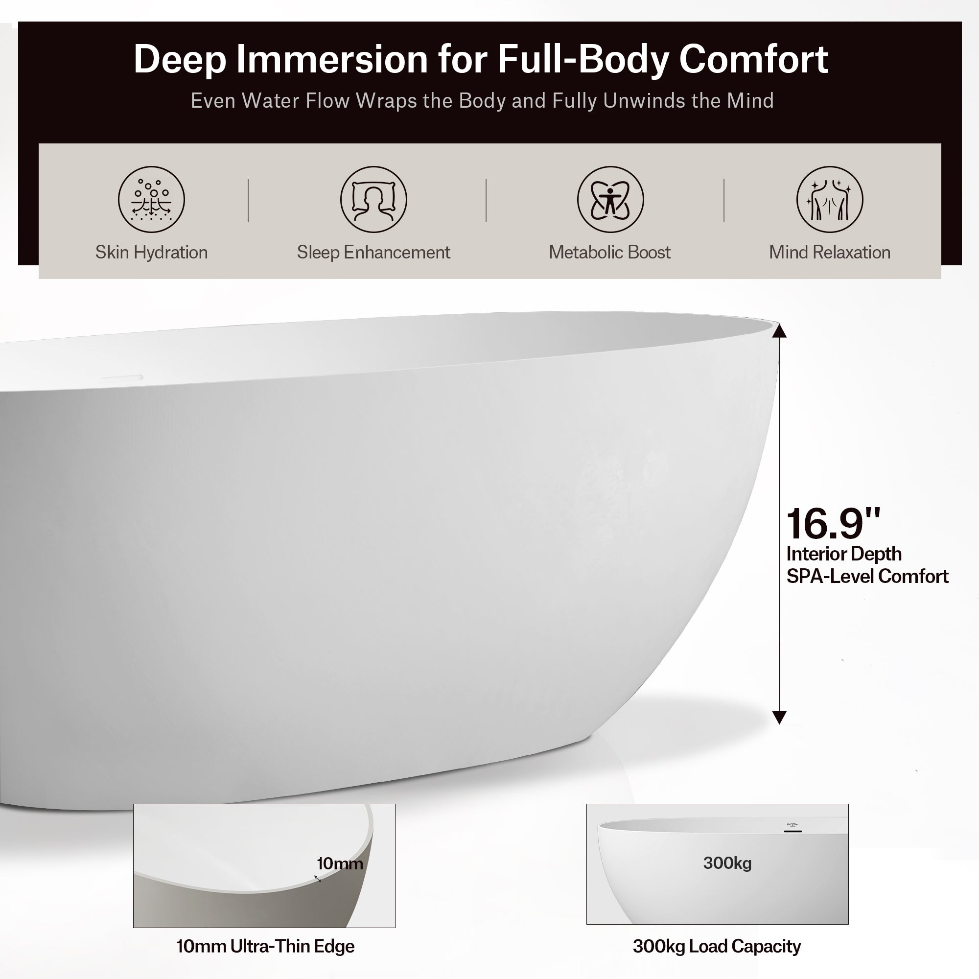 MonBlari Solid Surface Freestanding Bathtub TW-8507-MW-5
