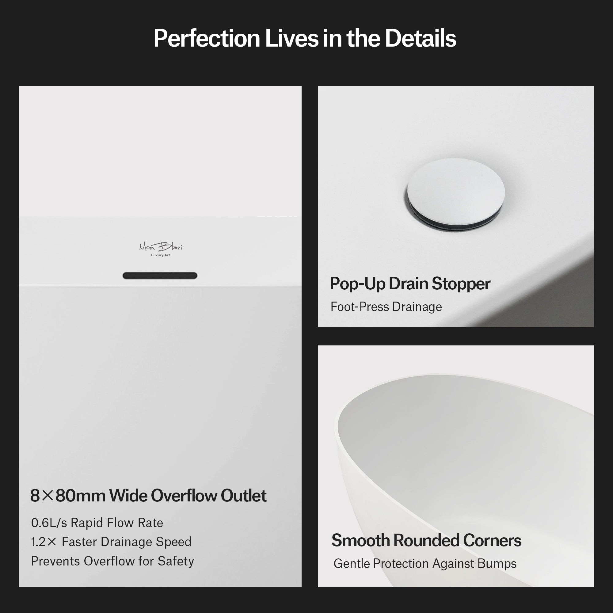 MonBlari Solid Surface Freestanding Bathtub TW-8507-MW-8