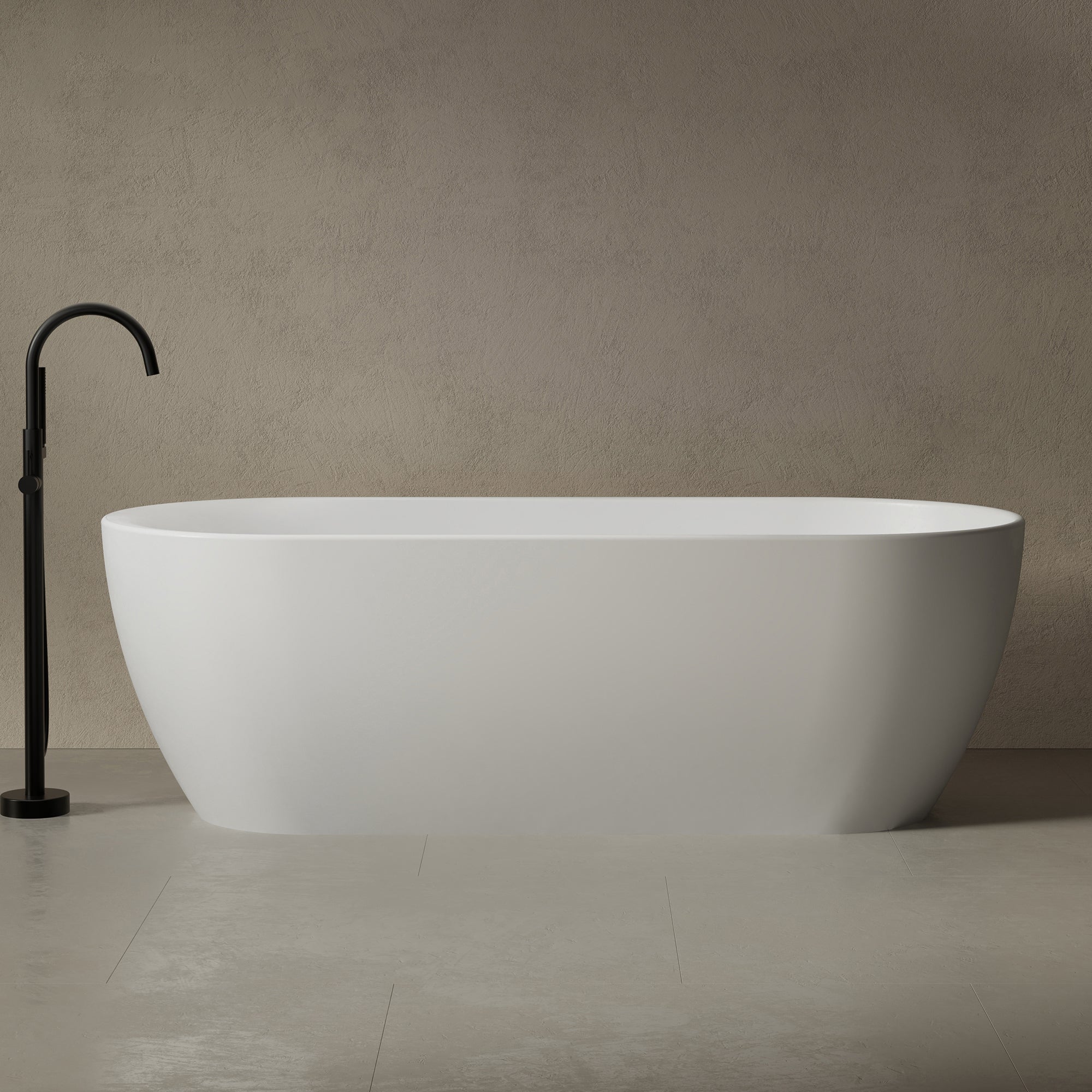 66.9 Inch MonBlari NEBULA Solid Surface Freestanding Bathtub-FrontView