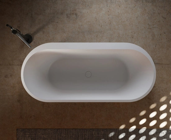 67 Inch MonBlari FOREST Series Solid Surface Freestanding Bathtub Fluted