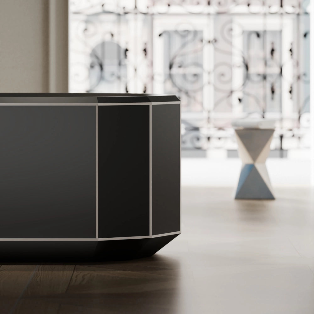 67 Inch MonBlari BERYL Series Faceted Oval Freestanding Bathtub
