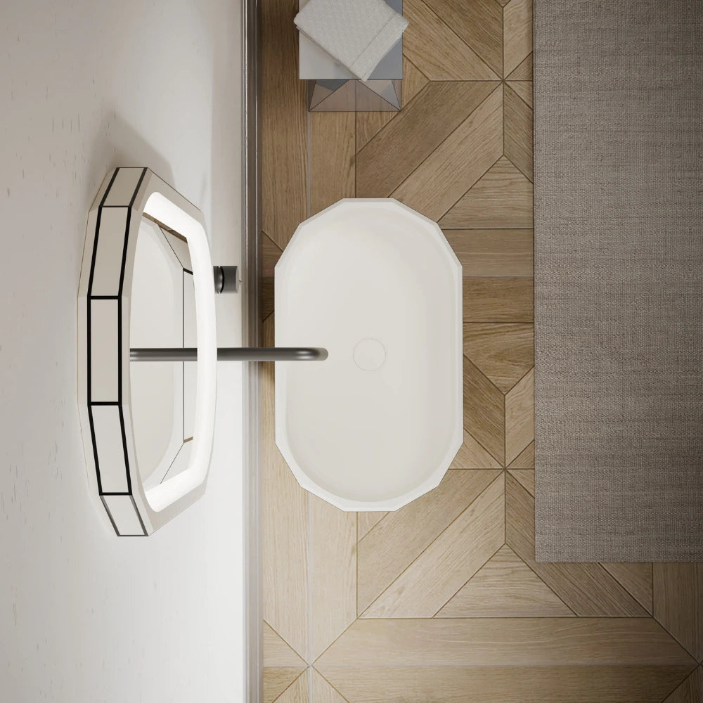24 Inch MonBlari BERYL Series Modern Faceted Pedestal Sink