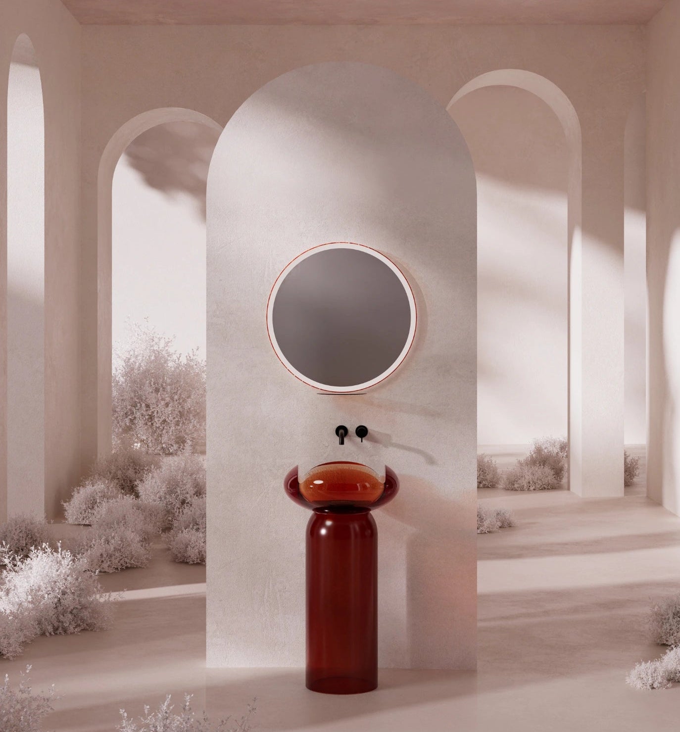 MonBlari FLOWER Series Petal Bathroom Pedestal Sink