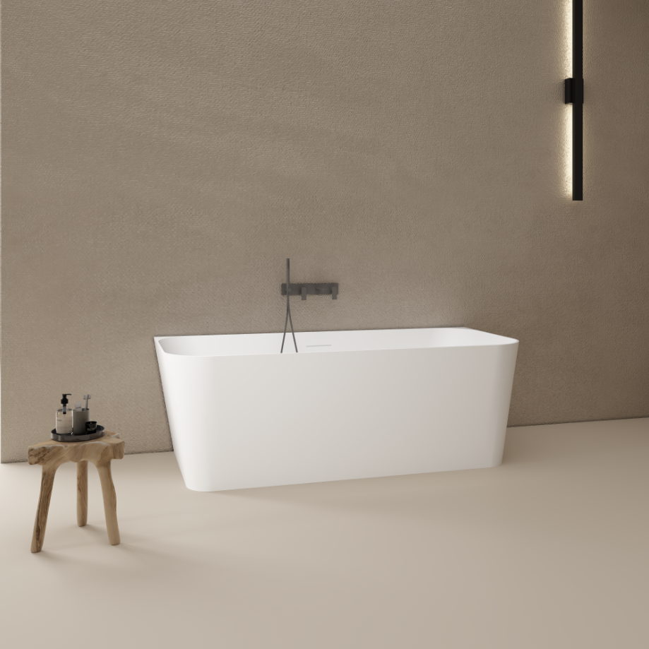 67 Inch MonBlari Solid Surface Freestanding Bathtub TW-8615-MW TW8615MW-FrontView