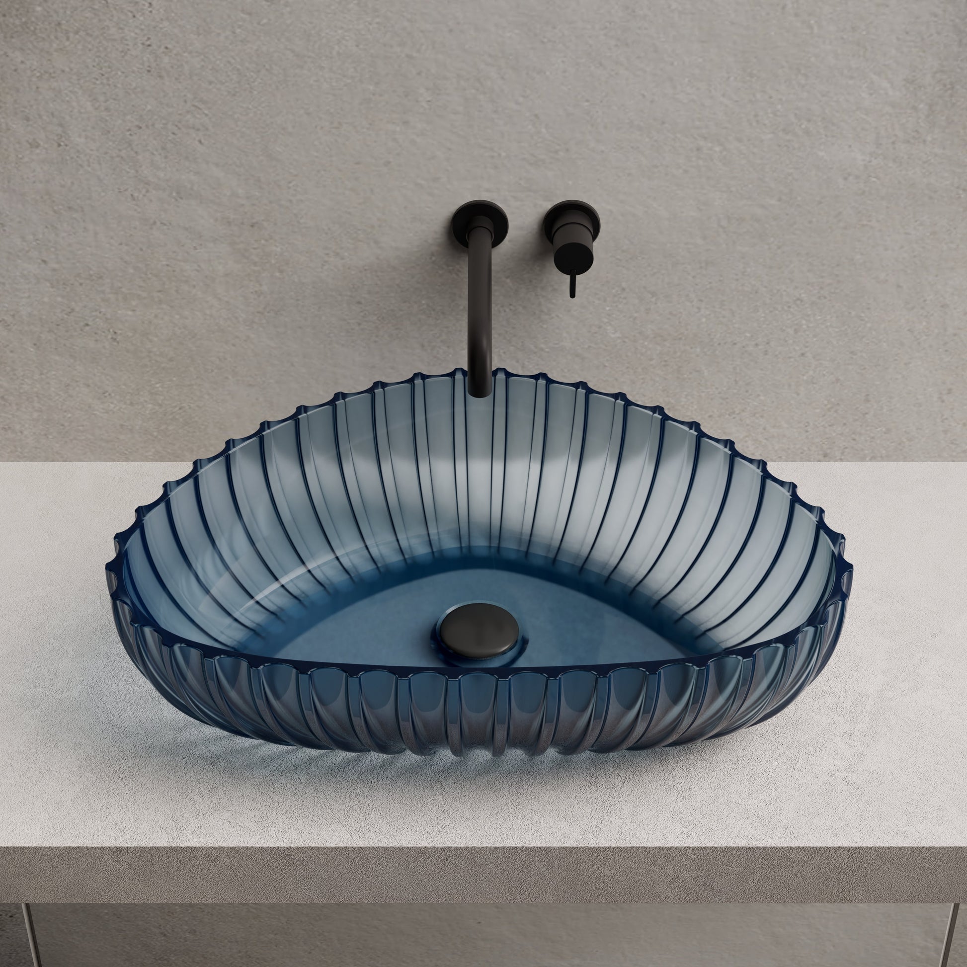 23.6 Inch MonBlari Resin Vessel Bowl Sink Bathroom Sink MR-A8870T-FrontTop