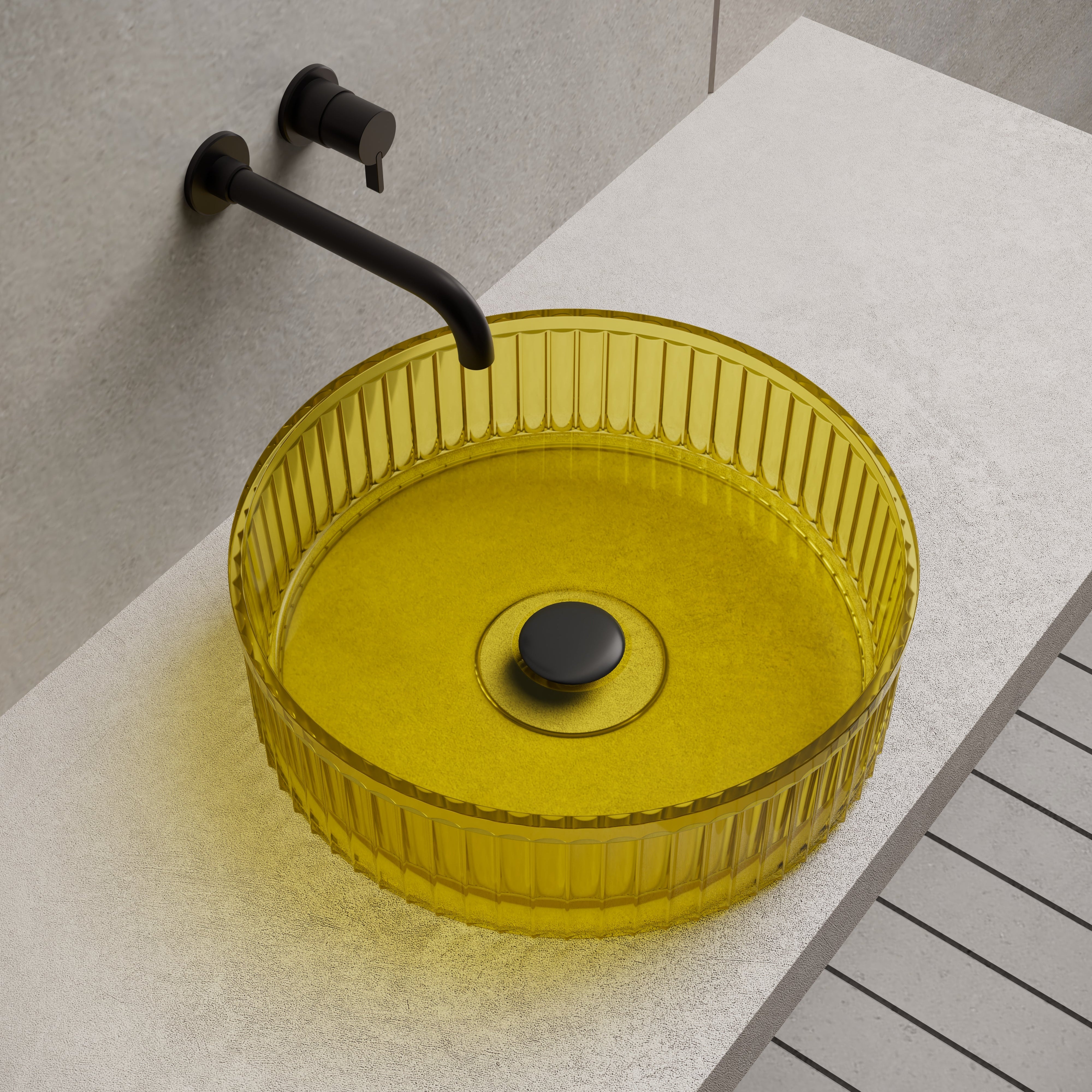 15.7 Inch MonBlari Resin Vessel Bowl Sink Bathroom Sink TW-A8129T-CT03-LeftTop